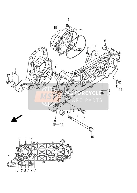 Suzuki UX150 SIXTEEN 2008 Carter pour un 2008 Suzuki UX150 SIXTEEN